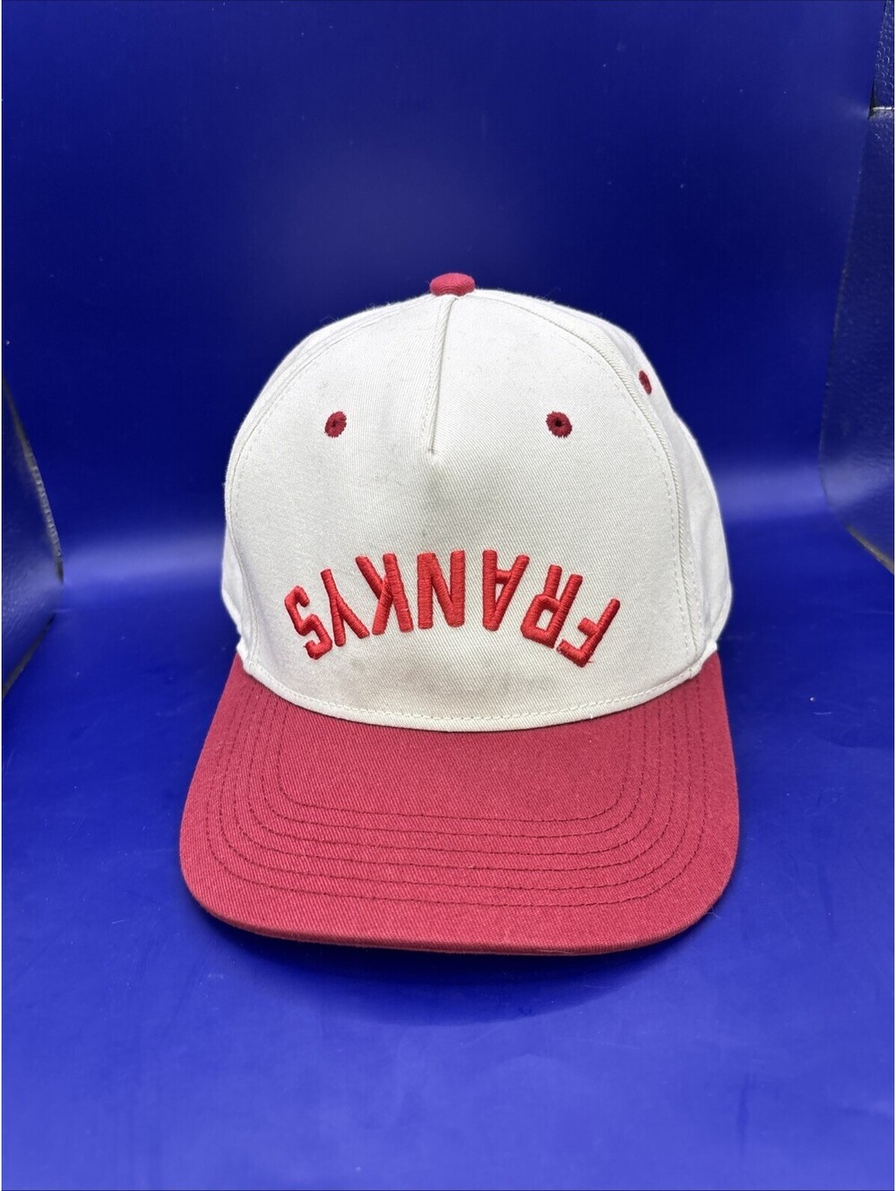 frankys burgandy and crream snap back cap legacy